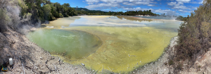 Panorama of the colourful Artist's Palette thermal lake