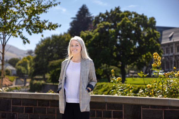 Jemma full body shot in university grounds Large