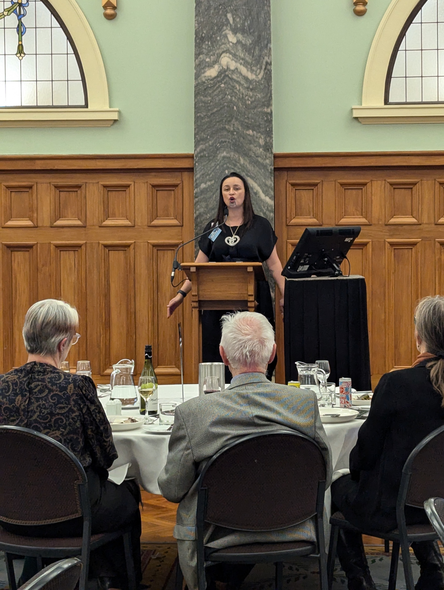 Katerina Pihera-Ridge finishing her presentation with a waiata Katerina Pihera Ridge finishing her presentation with a waiata