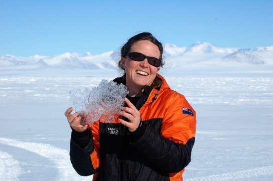 Natalie with large individual ice platelet crystal