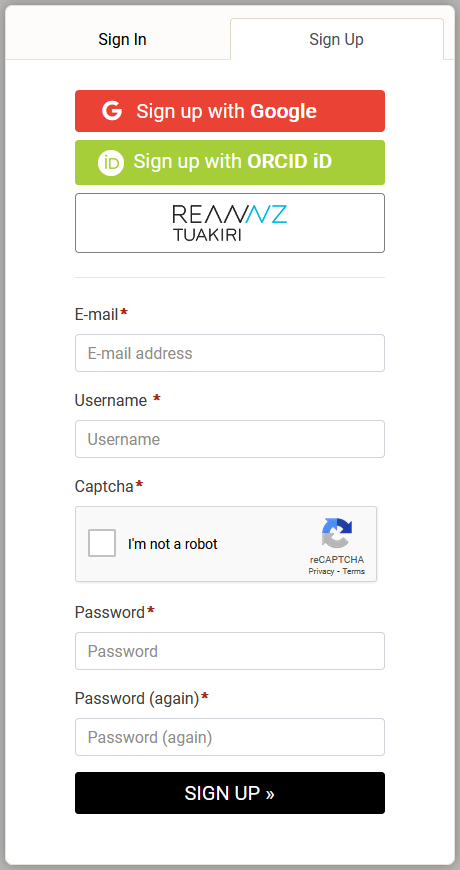 Portal Sign up page