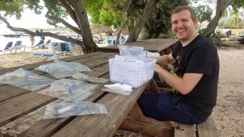 CollectingCaribbean Nathan collecting samples in the Caribbean