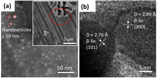 SEM TEM of Mg Sn anodes