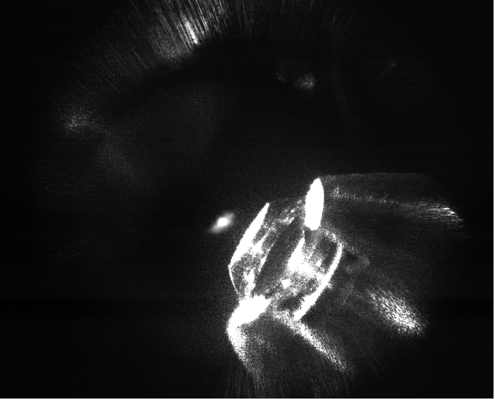 laser cooled atom cloud viewed through microscope camera